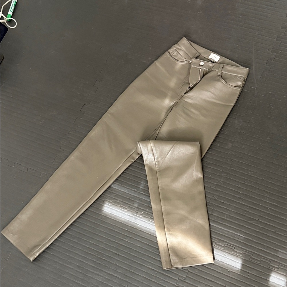 Faux Leather Skinny Jeans in Olive - Aritzia Wilfred